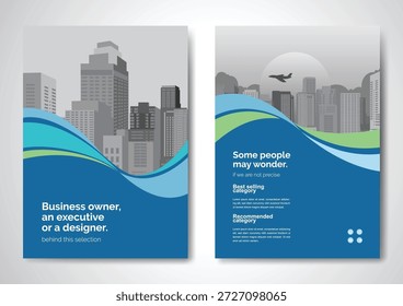 Diseño de Vector de Plantilla para folleto, informe anual, revista, póster, presentación Corporativa, Cartera, volante, infografía, diseño moderno con tamaño de color azul A4, frontal y posterior, fácil de usar y editar.