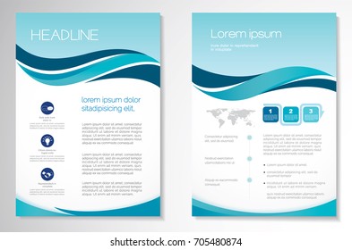 Template vector design for Brochure, AnnualReport, Magazine, Poster, Corporate Presentation, Portfolio, Flyer, infographic, layout modern with blue color size A4, Front and back, Easy to use and edit.