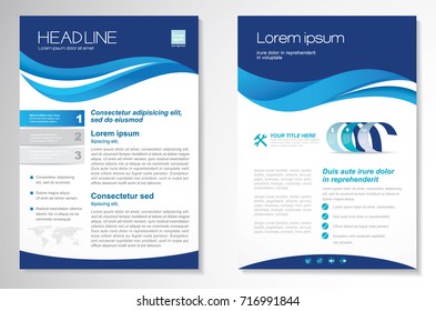 Template Vektordesign für Broschüre, AnnualReport, Magazine, Poster, Corporate Presentation, Portfolio, Flyer, Infografik, Layout modern mit blauer Farbgröße A4, Front und Back, einfach zu benutzen und zu bearbeiten.