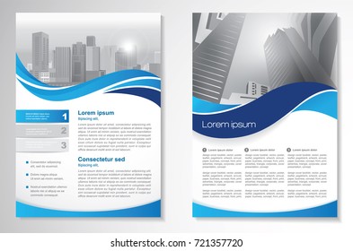 Template vector design for Brochure, AnnualReport, Magazine, Poster, Corporate Presentation, Portfolio, Flyer, infographic, layout modern with blue color size A4, Front and back, Easy to use and edit.
