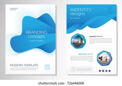 Template vector design for Brochure, AnnualReport, Magazine, Poster, Corporate Presentation, Portfolio, Flyer, infographic, layout modern with blue color size A4, Front and back, Easy to use and edit.