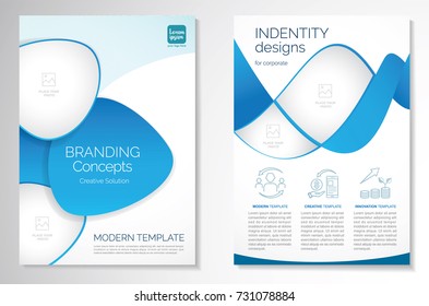 Template vector design for Brochure, AnnualReport, Magazine, Poster, Corporate Presentation, Portfolio, Flyer, infographic, layout modern with blue color size A4, Front and back, Easy to use and edit.
