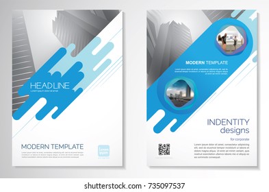 Template vector design for Brochure, AnnualReport, Magazine, Poster, Corporate Presentation, Portfolio, Flyer, infographic, layout modern with blue color size A4, Front and back, Easy to use and edit.