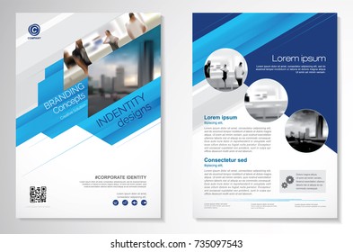 Template vector design for Brochure, AnnualReport, Magazine, Poster, Corporate Presentation, Portfolio, Flyer, infographic, layout modern with blue color size A4, Front and back, Easy to use and edit.