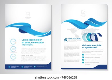 Template vector design for Brochure, AnnualReport, Magazine, Poster, Corporate Presentation, Portfolio, Flyer, infographic, layout modern with blue color size A4, Front and back, Easy to use and edit.