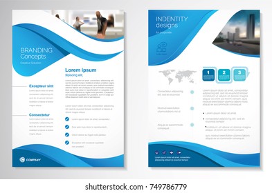 Template vector design for Brochure, AnnualReport, Magazine, Poster, Corporate Presentation, Portfolio, Flyer, infographic, layout modern with blue color size A4, Front and back, Easy to use and edit. - Shutterstock ID 749786779