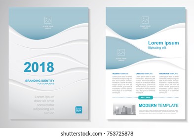 Template vector design for Brochure, AnnualReport, Magazine, Poster, Corporate Presentation, Portfolio, Flyer, infographic, layout modern with blue color size A4, Front and back, Easy to use and edit.
