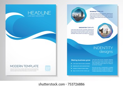 Template vector design for Brochure, AnnualReport, Magazine, Poster, Corporate Presentation, Portfolio, Flyer, infographic, layout modern with blue color size A4, Front and back, Easy to use and edit.