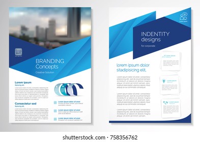 Template vector design for Brochure, AnnualReport, Magazine, Poster, Corporate Presentation, Portfolio, Flyer, infographic, layout modern with blue color size A4, Front and back, Easy to use and edit.