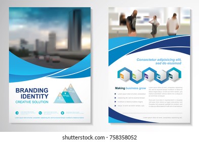 Template vector design for Brochure, AnnualReport, Magazine, Poster, Corporate Presentation, Portfolio, Flyer, infographic, layout modern with blue color size A4, Front and back, Easy to use and edit.