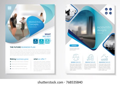 Template vector design for Brochure, AnnualReport, Magazine, Poster, Corporate Presentation, Portfolio, Flyer, infographic, layout modern with blue and green color size A4, Front and back