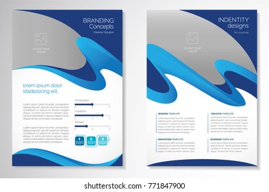Template vector design for Brochure, AnnualReport, Magazine, Poster, Corporate Presentation, Portfolio, Flyer, infographic, layout modern with blue color size A4, Front and back, Easy to use and edit.