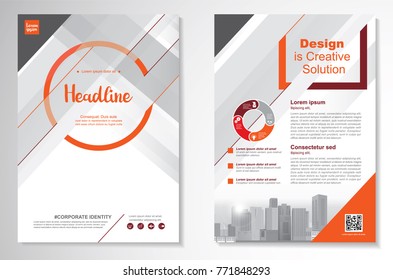 Template vector design for Brochure, AnnualReport, Magazine, Poster, Corporate Presentation, Portfolio, Flyer, infographic, layout modern with Orange color size A4, Front and back, Easy to use .