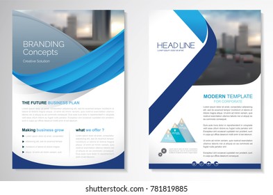 Template vector design for Brochure, AnnualReport, Magazine, Poster, Corporate Presentation, Portfolio, Flyer, infographic, layout modern with blue color size A4, Front and back, Easy to use and edit.