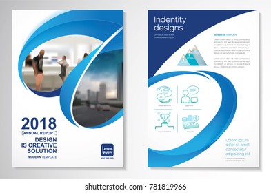 Diseño de Vector de Plantilla para folleto, informe anual, revista, póster, presentación Corporativa, Cartera, volante, infografía, diseño moderno con tamaño de color azul A4, frontal y posterior, fácil de usar y editar.