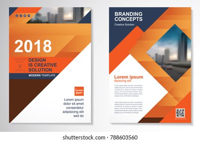 Template vector design for Brochure, AnnualReport, Magazine, Poster, Corporate Presentation, Portfolio, Flyer, infographic, layout modern with Orange color size A4, Front and back, Easy to use