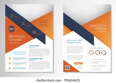 Template vector design for Brochure, AnnualReport, Magazine, Poster, Corporate Presentation, Portfolio, Flyer, infographic, layout modern with Orange color size A4, Front and back, Easy to use.