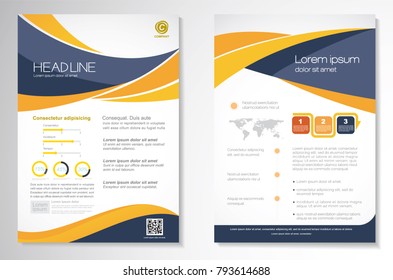 Template vector design for Brochure, AnnualReport, Magazine, Poster, Corporate Presentation, Portfolio, Flyer, infographic, layout modern with Orange color size A4, Front and back, Easy to use.