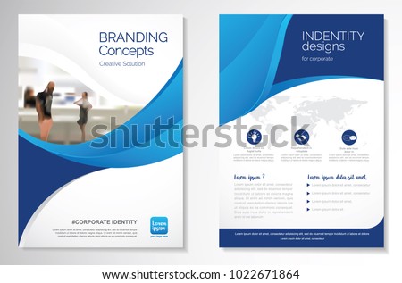 Template vector design for Brochure, AnnualReport, Magazine, Poster, Corporate Presentation, Portfolio, Flyer, infographic, layout modern with blue color size A4, Front and back, Easy to use and edit.