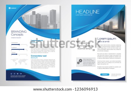 Template vector design for Brochure, AnnualReport, Magazine, Poster, Corporate Presentation, Portfolio, Flyer, infographic, layout modern with blue color size A4, Front and back, Easy to use and edit.