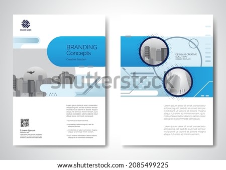 Template vector design for Brochure, AnnualReport, Magazine, Poster, Corporate Presentation, Portfolio, Flyer, infographic, layout modern with blue color size A4, Front and back, Easy to use and edit.