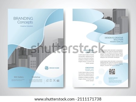 Template vector design for Brochure, AnnualReport, Magazine, Poster, Corporate Presentation, Portfolio, Flyer, infographic, layout modern with blue color size A4, Front and back, Easy to use and edit.