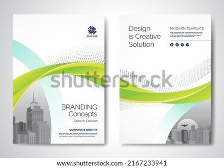 Template vector design for Brochure, AnnualReport, Magazine, Poster, Corporate Presentation, Portfolio, Flyer, infographic, layout modern with Green color size A4, Front and back, Easy to use.