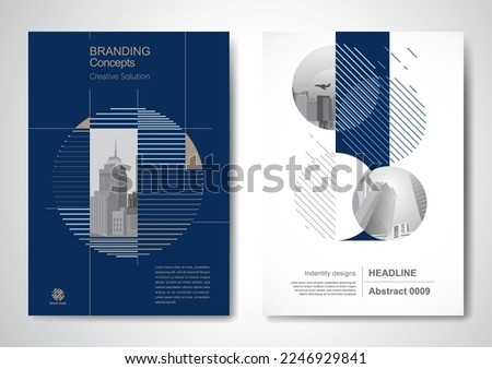 Template vector design for Brochure, AnnualReport, Magazine, Poster, Corporate Presentation, Portfolio, Flyer, infographic, layout modern with blue color size A4, Front and back, Easy to use and edit. Foto d'archivio © 