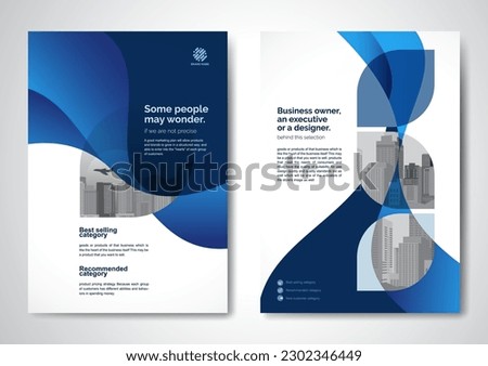 Template vector design for Brochure, AnnualReport, Magazine, Poster, Corporate Presentation, Portfolio, Flyer, infographic, layout modern with blue color size A4, Front and back, Easy to use and edit.