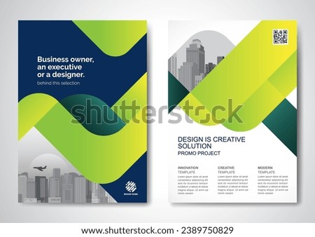 Template vector design for Brochure, AnnualReport, Magazine, Poster, Corporate Presentation, Portfolio, Flyer, infographic, layout modern with Green color size A4, Front and back, Easy to use.