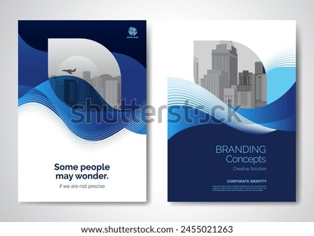 Template vector design for Brochure, AnnualReport, Magazine, Poster, Corporate Presentation, Portfolio, Flyer, infographic, layout modern with blue color size A4, Front and back, Easy to use and edit.