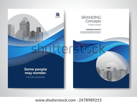 Template vector design for Brochure, AnnualReport, Magazine, Poster, Corporate Presentation, Portfolio, Flyer, infographic, layout modern with blue color size A4, Front and back, Easy to use and edit.