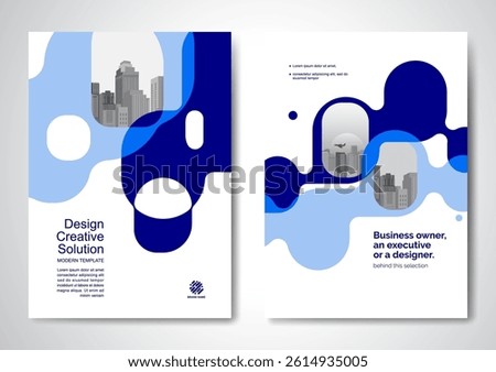 Template vector design for Brochure, AnnualReport, Magazine, Poster, Corporate Presentation, Portfolio, Flyer, infographic, layout modern with blue color size A4, Front and back, Easy to use and edit.