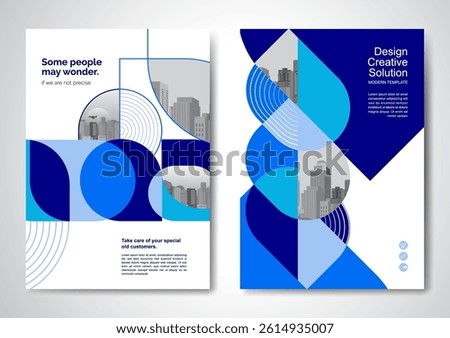 Template vector design for Brochure, AnnualReport, Magazine, Poster, Corporate Presentation, Portfolio, Flyer, infographic, layout modern with blue color size A4, Front and back, Easy to use and edit.