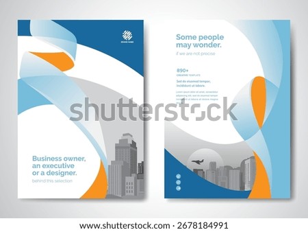 Template vector design for Brochure, AnnualReport, Magazine, Poster, Corporate Presentation, Portfolio, Flyer, infographic, layout modern with blue color size A4, Front and back, Easy to use and edit.