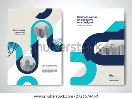 Template vector design for Brochure, AnnualReport, Magazine, Poster, Corporate Presentation, Portfolio, Flyer, infographic, layout modern with blue color size A4, Front and back, Easy to use and edit.