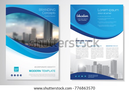 Template vector design for Brochure, AnnualReport, Magazine, Poster, Corporate Presentation, Portfolio, Flyer, infographic, layout modern with blue color size A4, Front and back, Easy to use and edit.