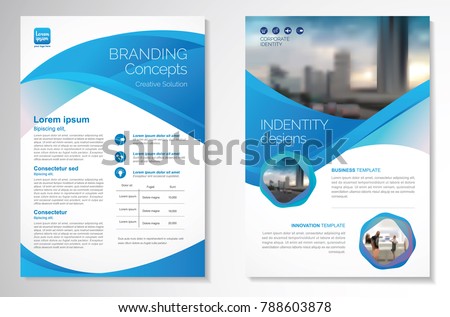 Template vector design for Brochure, AnnualReport, Magazine, Poster, Corporate Presentation, Portfolio, Flyer, infographic, layout modern with blue color size A4, Front and back, Easy to use and edit.