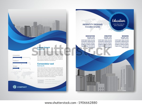 Template vector design for Brochure, AnnualReport,\
Magazine, Poster, Corporate Presentation, Portfolio, Flyer,\
infographic, layout modern with blue color size A4, Front and back,\
Easy to use and edit.