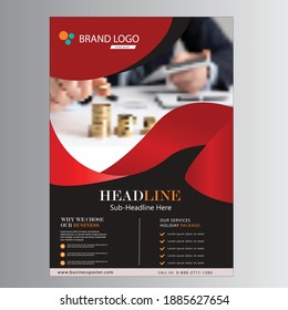 Template vector design for Brochure, Magazine, Poster, Corporate Presentation, Portfolio, Flyer, infographic, layout modern with Orange color size A4, Front and back, Easy to use