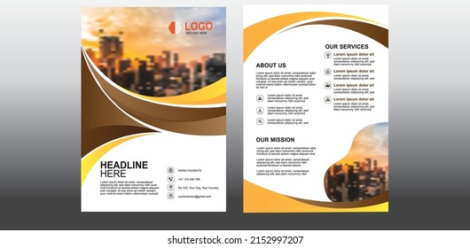 Vorlage Vektordesign für Broschüren, Magazine, Poster, Corporate Presentation, Flyer, Broschüre, Layout modern mit blauer Farbgröße A4, Front und Back, einfach zu verwenden und zu bearbeiten