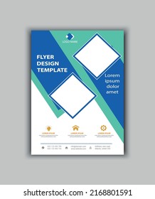 diseño vectorial de plantilla para Brochure, Magazine, Poster, presentación corporativa, portafolio, volante, diseño moderno con tamaño de color azul Front and back, fácil de usar y editar.
