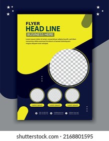 template vector design for Brochure, Magazine, Poster, Corporate Presentation, Portfolio, Flyer, layout modern with blue color size  Front and back, Easy to use and edit.