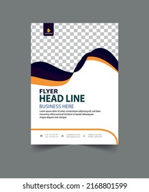 template vector design for Brochure, Magazine, Poster, Corporate Presentation, Portfolio, Flyer, layout modern with blue color size  Front and back, Easy to use and edit.