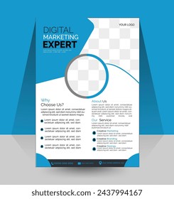 Template vector design for Brochure, Magazine, Poster, Corporate Presentation, Portfolio, Flyer, layout modern with green and blue color size A4