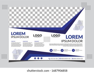 Diseño vectorial de plantilla para Folleto,   moderno de color azul tamaño A4,