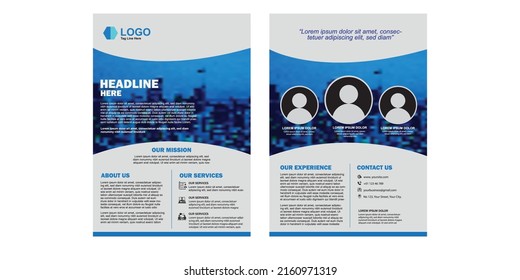 Template vector design for Brochure, Poster, Corporate, Flyer, leaflet, layout modern with blue color size A4, Front and back, Easy to use and edit
