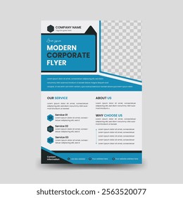 Template vector design for Business, Corporate Presentation, Portfolio, Flyer, infographic, layout modern with blue color size A4, Front and back, Easy to use and edit.