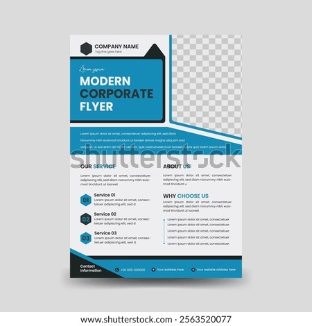 Template vector design for Business, Corporate Presentation, Portfolio, Flyer, infographic, layout modern with blue color size A4, Front and back, Easy to use and edit.