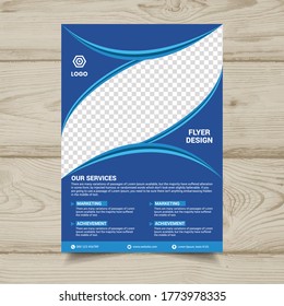 Template vector design for Business Flyer, bi fold, tri fold brochure, Annual Report, Magazine, Poster, Corporate Presentation, Portfolio, infographic, layout modern with blue colors size A4